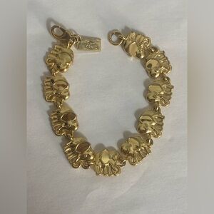 Lilly Pulitzer Elephants Charm Link Bracelet Gold tone.